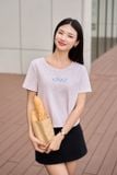  Áo phông nữ chất cotton cổ tròn thêu cỏ bốn lá An lành 