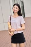  Áo phông nữ chất cotton cổ tròn thêu cỏ bốn lá An lành 