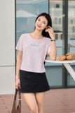  Áo phông nữ chất cotton cổ tròn thêu cỏ bốn lá An lành 