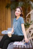  Áo phông nữ cotton cổ tròn Like yourseft họa tiết 