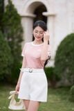  Áo phông nữ ngắn tay chất cotton cổ tròn phối có túi 