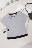  Áo Croptop Nữ Younger by Cardina Dáng Ngắn Vải Tăm Co Giãn Phối Cổ 
