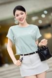  Áo phông nữ chất liệu cotton dáng tay liền rút gấu in hoa 