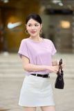  Áo phông nữ chất liệu cotton dáng tay liền rút gấu in hoa 