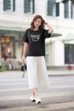  Áo phông nữ chất cotton cổ tròn dáng suông in hình 