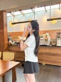  Áo phông nữ chất liệu cotton vai chờm đính dây kim loại 