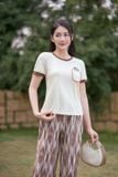  Áo phông nữ ngắn tay chất cotton cổ tròn phối có túi 