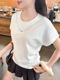  Áo phông nữ chất liệu cotton vai chờm đính dây kim loại 
