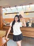  Áo phông nữ chất liệu cotton vai chờm đính dây kim loại 