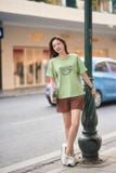  Áo phông nữ chất cotton cổ tròn dáng suông in hình 