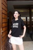  Áo phông nữ chất liệu cotton cổ tròn in chữ SMILE 