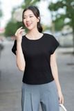  Áo Thun Nữ Cardina Vải Thun Tăm Cổ Tròn Vai Chờm 
