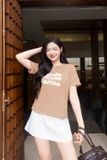  Áo phông nữ chất liệu cotton cổ tròn in chữ SMILE 