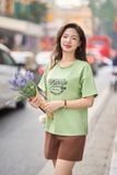  Áo phông nữ chất cotton cổ tròn dáng suông in hình 