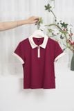  Áo polo nữ cổ khóa phối màu chất cotton mềm mát 