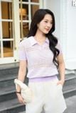  Áo phông nữ dáng polo chất liệu cotton cổ xẻ V 
