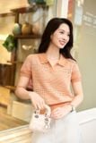  Áo phông nữ dáng polo chất liệu cotton cổ xẻ V 