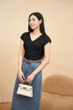  Áo kiểu ren nữ dòng Younger vải ren chun thiết kế cổ V nhún ngực 