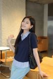  Áo kiểu nữ chất liệu cotton phối cổ sơ mi kẻ 