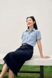  Áo sơ mi bò nữ Cardina dáng cổ đức có túi ngực 
