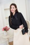  Áo sơ mi chất tơ cổ nhạn đính đá kèm áo 2 dây cùng màu 