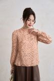  Áo sơmi cổ trụ tay dài chất tơ tằm mềm mại 