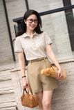  Áo polo nữ chất tăm cotton lá cổ tròn 
