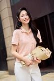  Áo polo nữ chất tăm cotton lá cổ tròn 