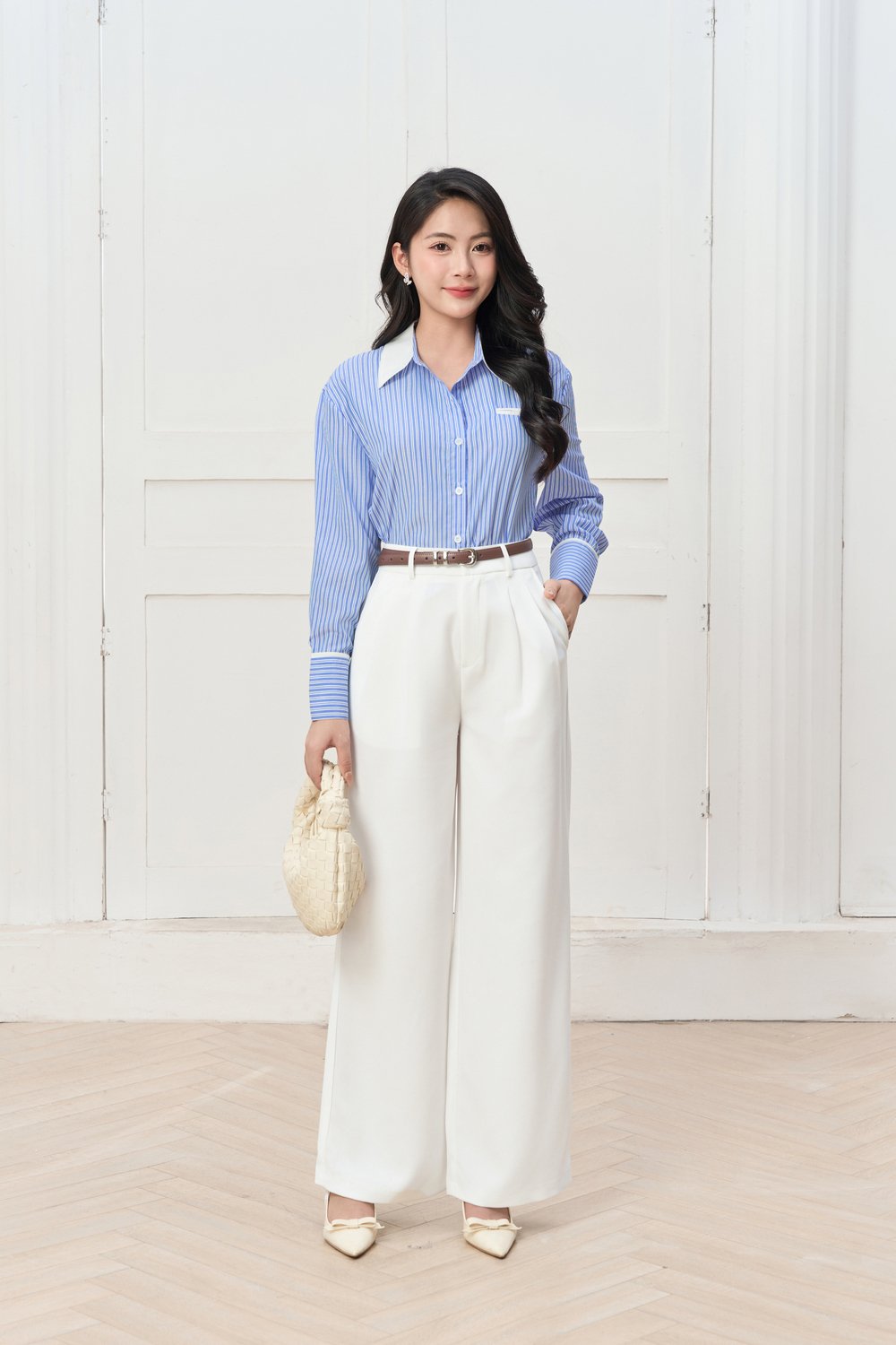 cách phối quần tây áo sơ mi nữ
