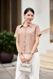  Áo sơ mi nữ chất lụa kiểu dáng tay liền cổ nhạn 