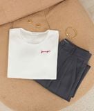  Áo thun nữ trẻ trung vải cotton họa tiết thêu ngực 