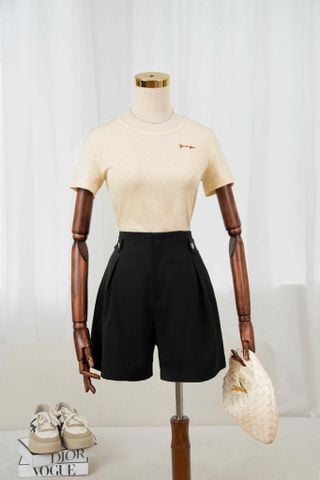 Áo thun nữ trẻ trung vải cotton họa tiết thêu ngực