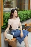  Áo thun nữ chất tăm lạnh cổ tròn tay bồng ngắn 