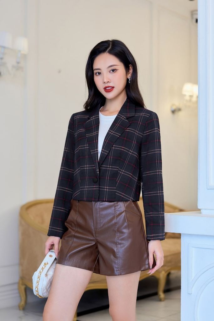  Áo vest dáng ngắn chất liệu tuytsi cao cấp cúc cài lịch sự 