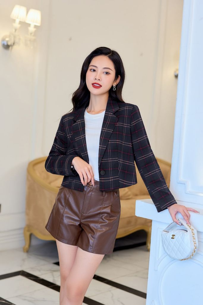  Áo vest dáng ngắn chất liệu tuytsi cao cấp cúc cài lịch sự 