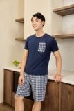  Đồ bộ nam cotton dáng đùi hoạ tiết kẻ túi ốp ngực Cardina 