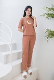  Bộ cotton mặc nhà Cardina cao cấp quần dài cổ tròn tay lửng 