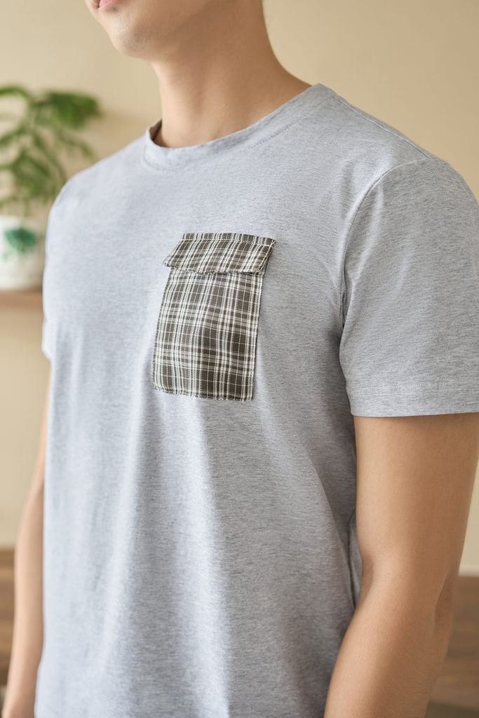  Đồ bộ nam cotton dáng đùi hoạ tiết kẻ túi ốp ngực Cardina 