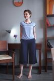  Bộ cotton Nhật ống sớ lửng viền lé, bộ mặc nhà trung niên đẹp 
