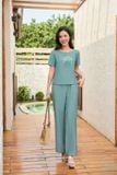  Bộ mặc nhà nữ Cardina chất liệu đũi Bamboo cổ thuyền quần dài 