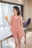  Bộ đũi đùi mặc nhà nữ sát nách cổ V phối cúc 