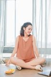  Bộ đũi đùi mặc nhà nữ sát nách cổ V phối cúc 