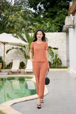 Đồ bộ nữ NOHU 2026 chất liệu đũi bamboo quần dài xẻ sau