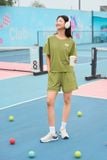 Bộ cotton đùi thể thao nữ phối kẻ cạp chun co giãn, túi 2 bên tiện lợi 