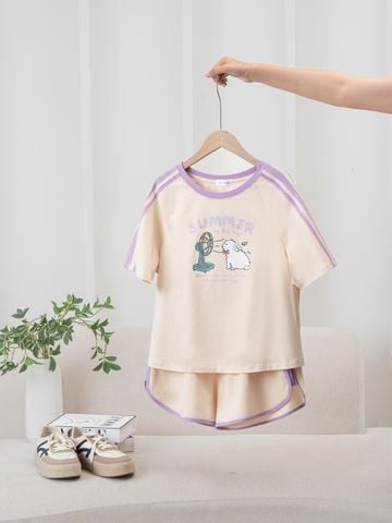 Bộ đùi nữ chất cotton co giãn 4 chiều phối viền in hình Summer