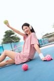  Bộ cotton đùi thể thao nữ phối kẻ cạp chun co giãn, túi 2 bên tiện lợi 