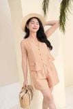  Bộ đồ nữ Cardina dòng Casual vải đũi bamboo dáng gile quần đùi phối cúc 