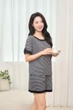  Bộ đồ mặc nhà Cardina vải cotton 4 chiều kẻ ngang phối gấu 
