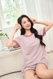  Bộ đồ mặc nhà Cardina vải cotton 4 chiều kẻ ngang phối gấu 