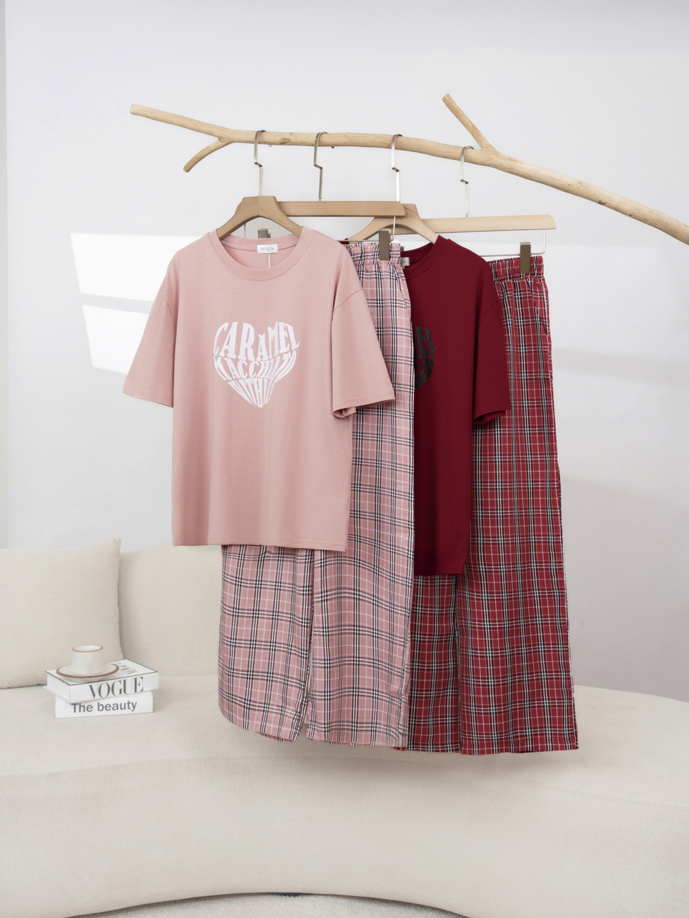 bộ kẻ caro mặc nhà
